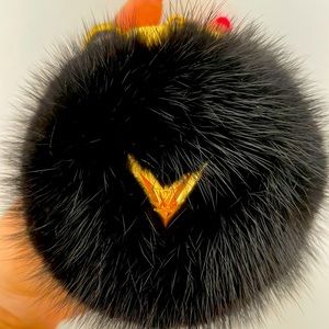 Louis Vuitton Black Mink Fur Bag Charm
